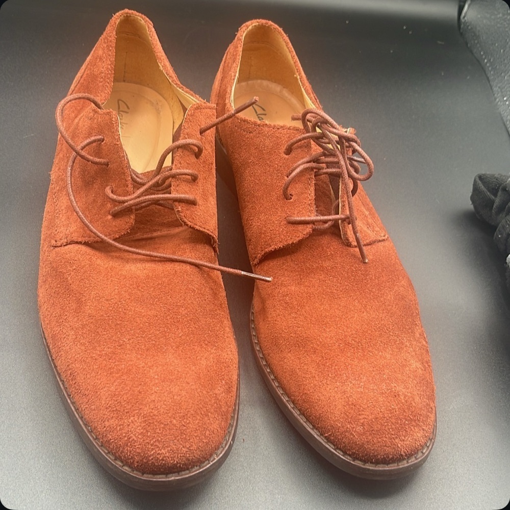 Clarks Brown Oxfords with Suede Finish
